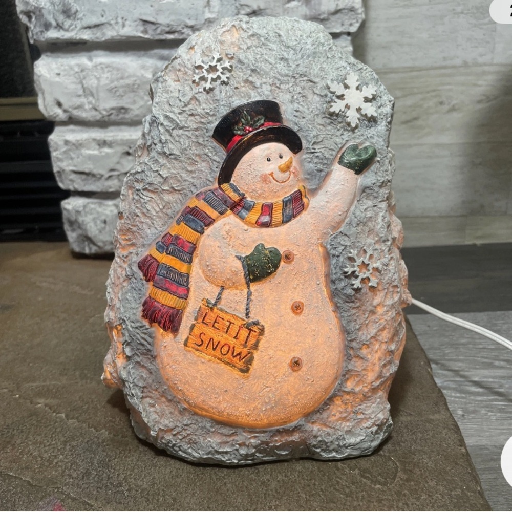 Vintage 2000s Festive Snowman Holiday Decoration lamp